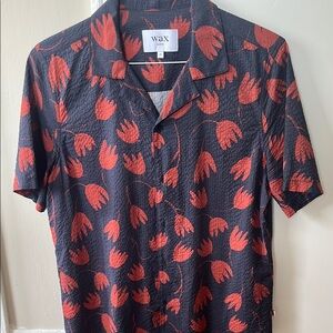 Wax London camp collar short sleeve shirt